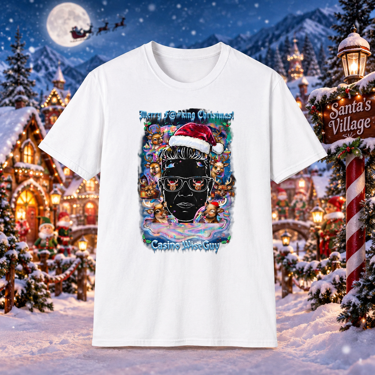 Merry F@#king Christmas! Casino WiseGuy White T-Shirt