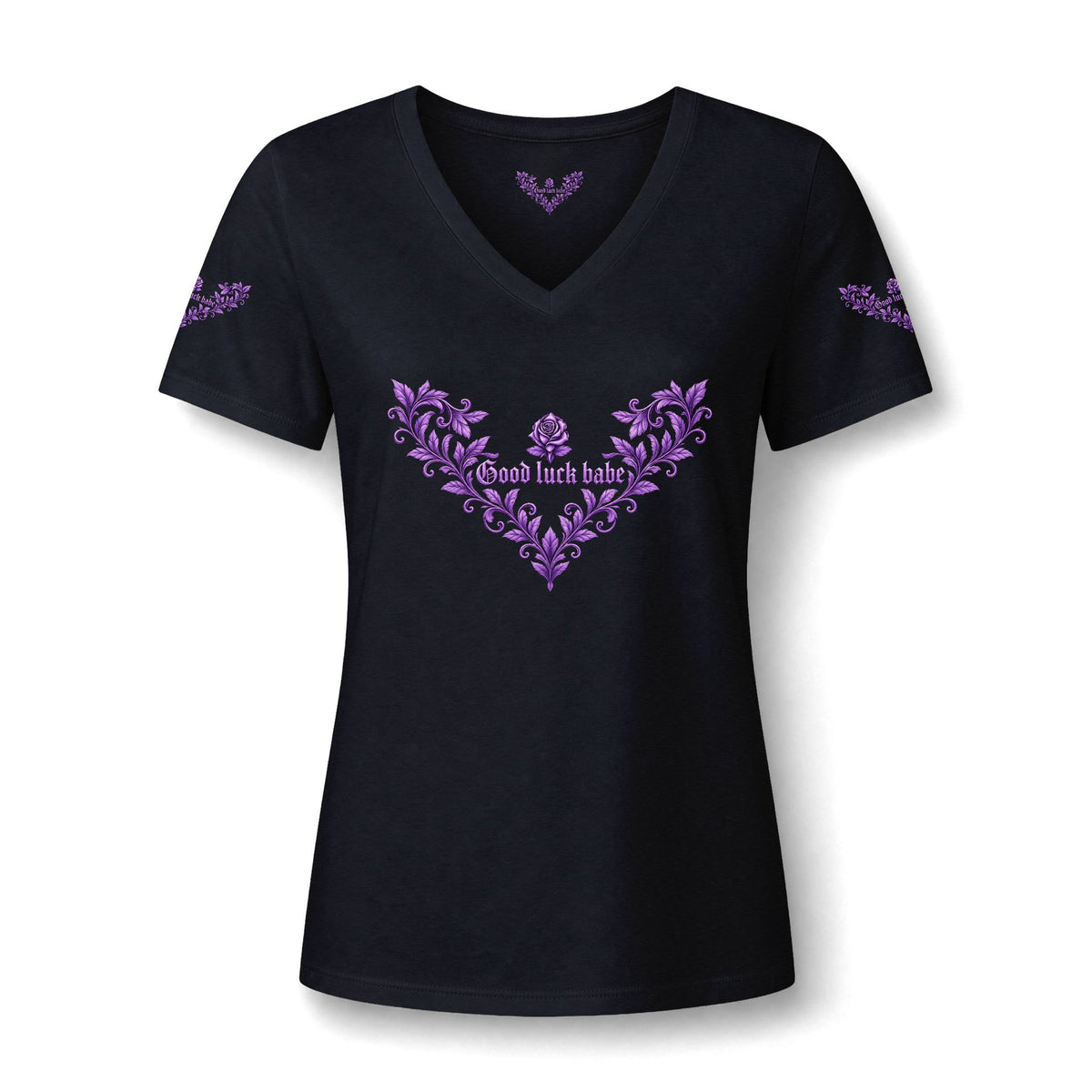 Good Luck Babe™ 💋Lavender floral Women's V-Neck T