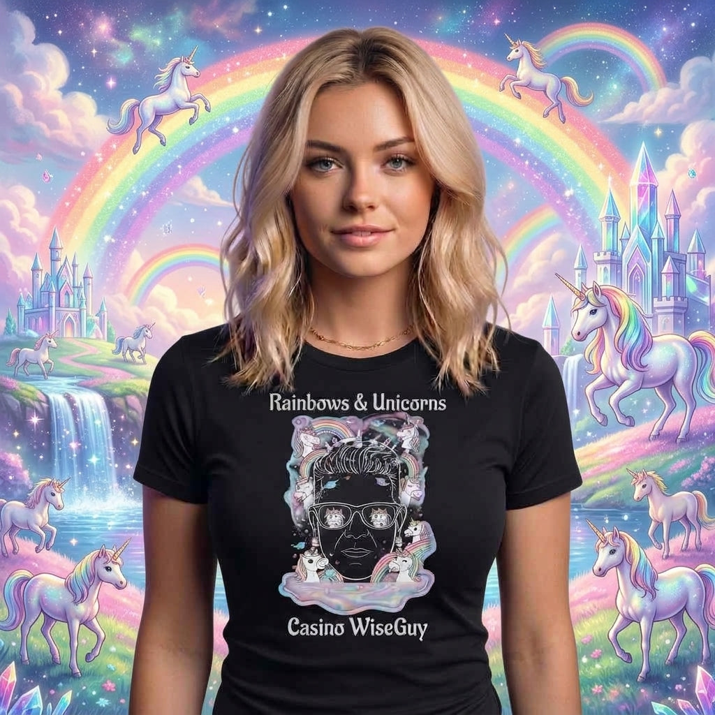 Rainbows 🌈&🦄 Unicorns Casino WiseGuy™ Women's Tee
