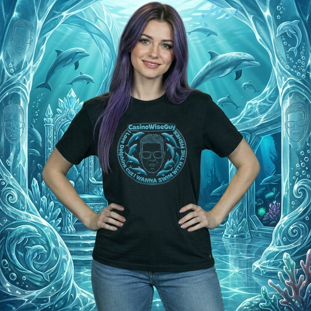 I Love Dolphins cuz I wanna swim with the fishes Casino WiseGuy™ T-Shirt