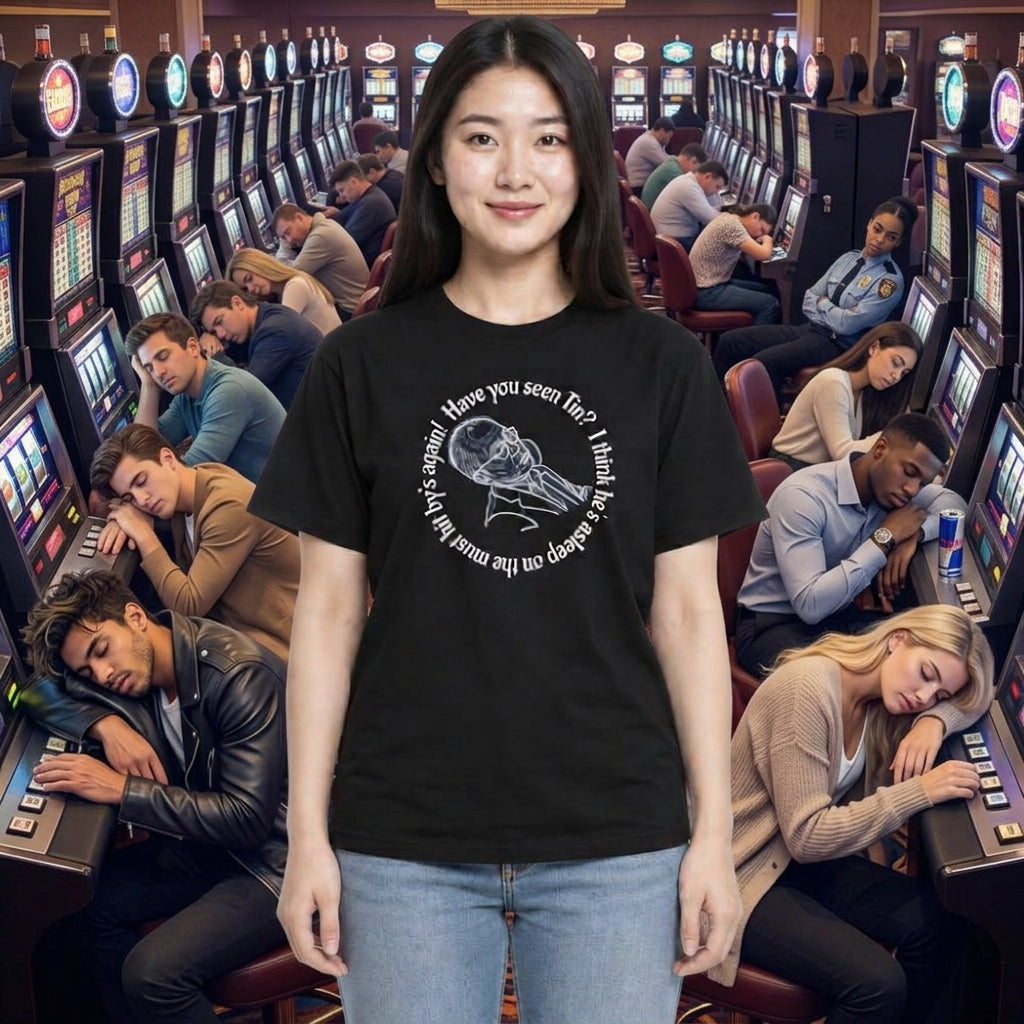 Have you seen Tin? I think he's asleep on the must hit by's again. T-Shirt.